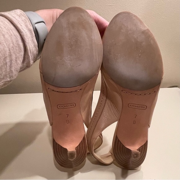 Coach open toe beige sling backs, size 7 - Picture 6 of 6